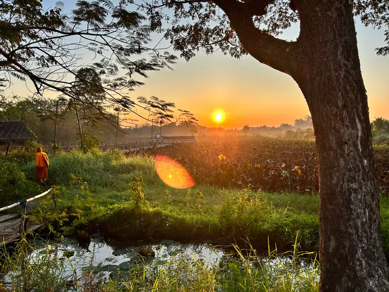 Sunrise behind the lake
