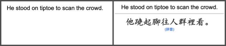 Sentence translation card